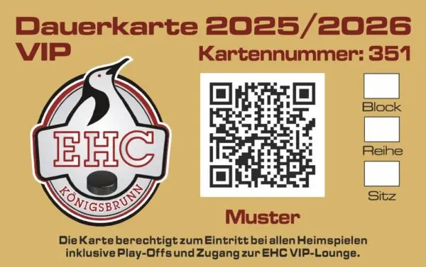 VIP EHC season ticket 2025/2026 for youth (12-17 years)